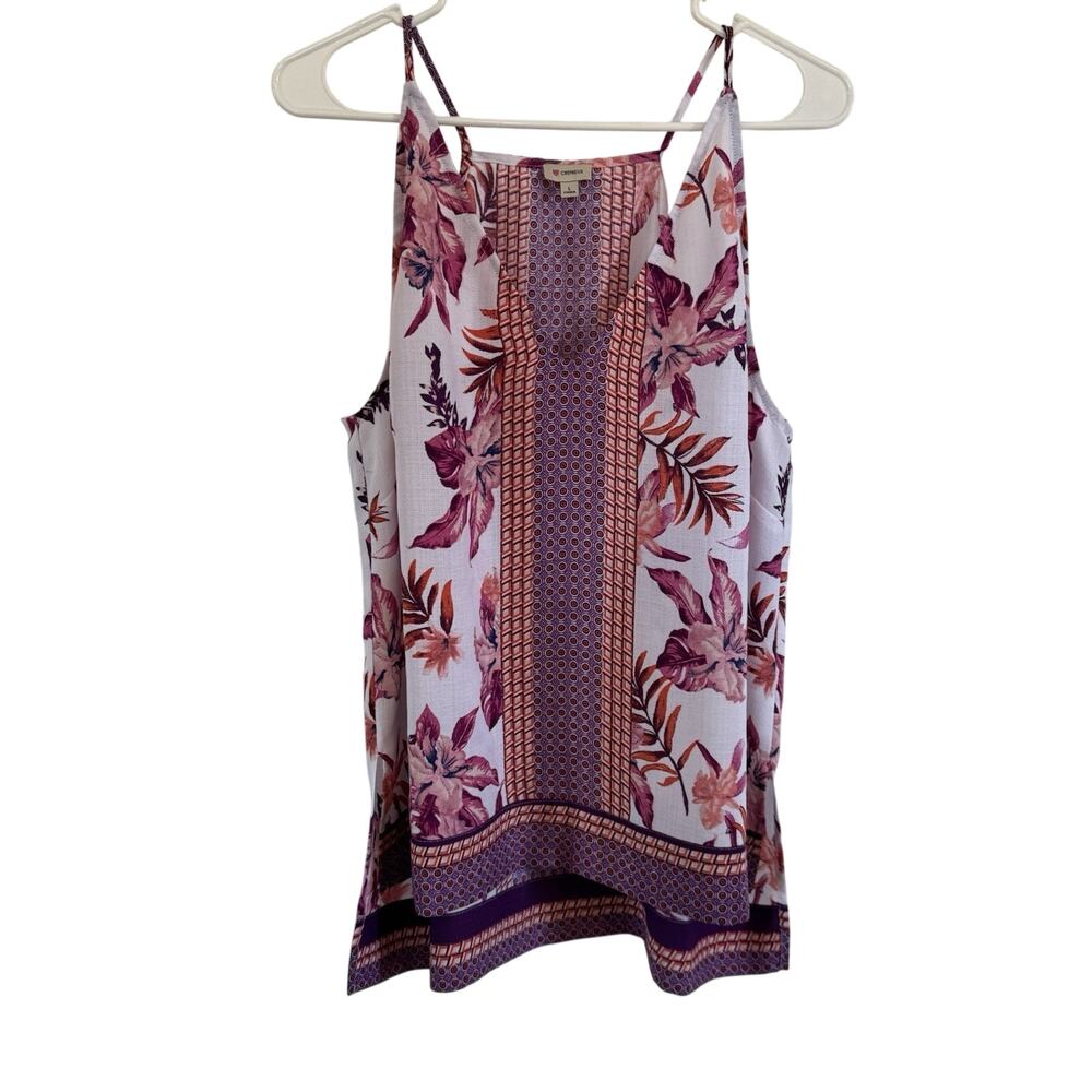 Cremieux Floral Mixed Print Sleeveless Blouse Women’s Large Boho Tunic Top